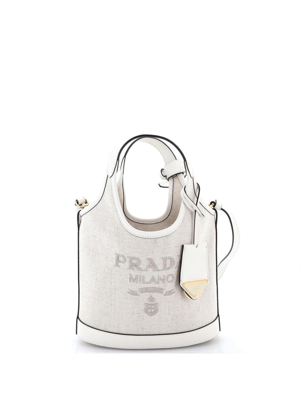 Prada Logo Bucket Tote Linen Blend #293052P21B